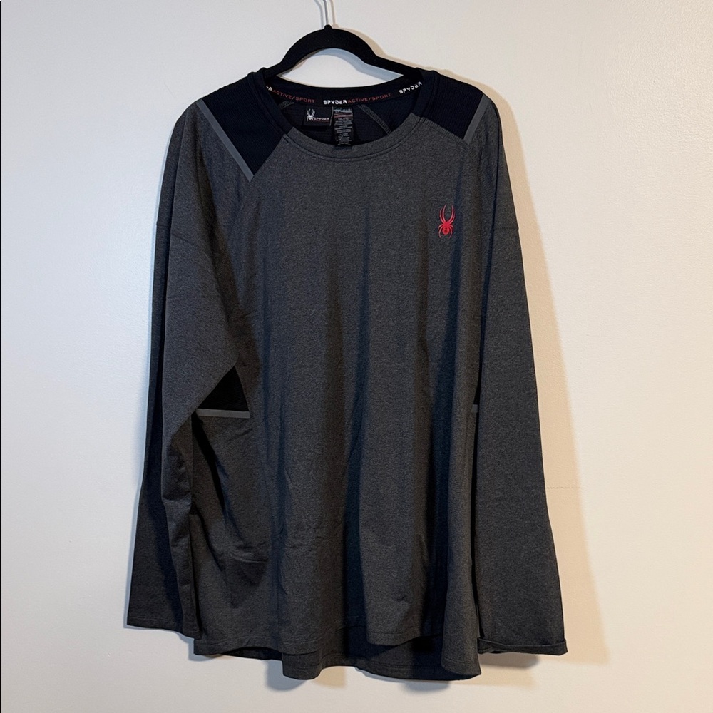 Spyder Men's Charcoal and Black Long Sleeve Tee